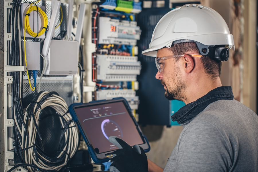 Técnico realizando diagnóstico y mantenimiento en un tablero eléctrico